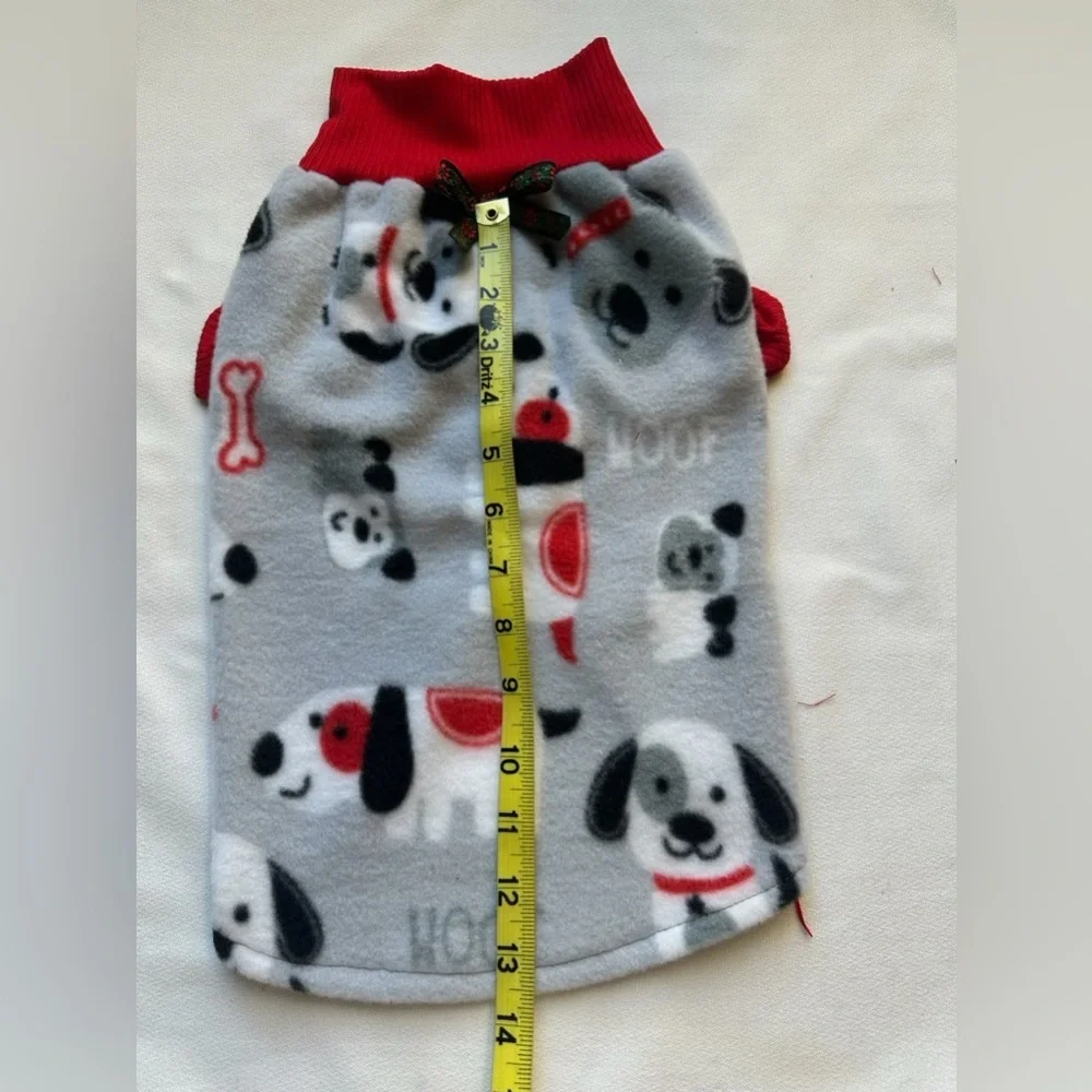 Handmade Dog Fleece Sweater | Size Large | Cozy Aesthetic | Red Trim | New